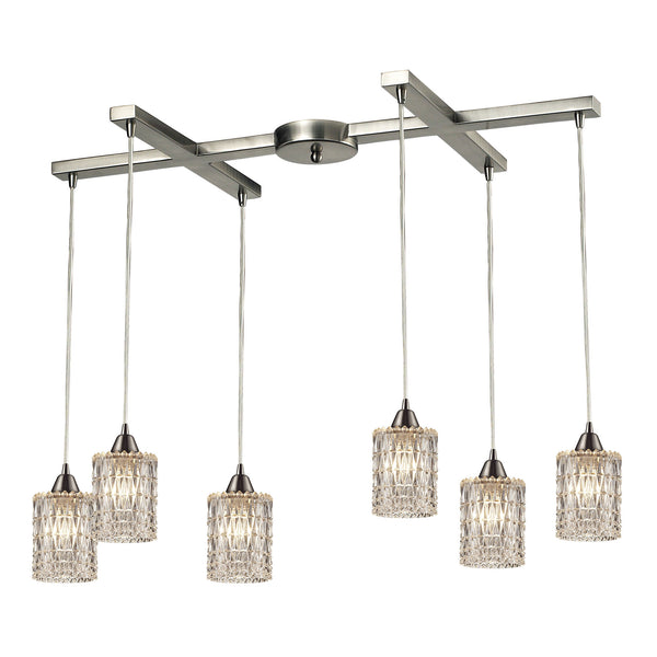 Kersey 6 Light Pendant In Satin Nickel