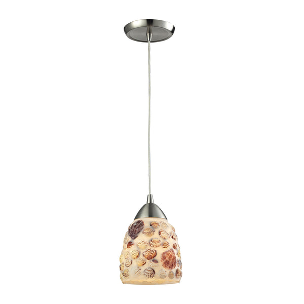 Shells 1 Light Pendant In Satin Nickel