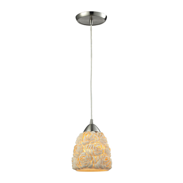 Shells 1 Light Pendant In Satin Nickel