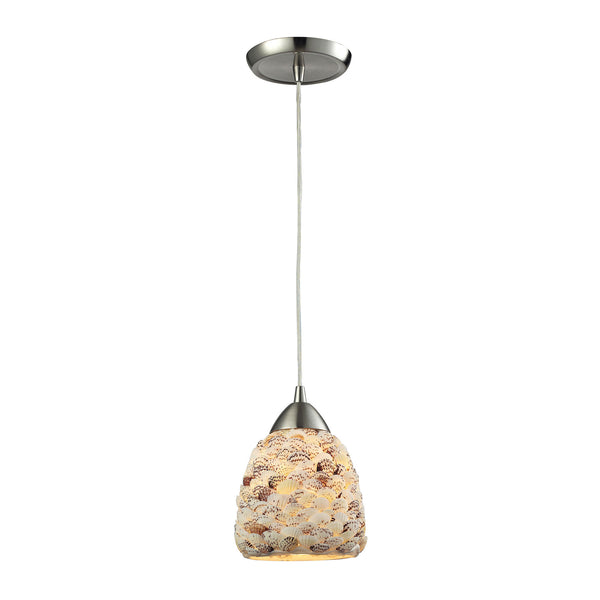 Shells 1 Light Pendant In Satin Nickel