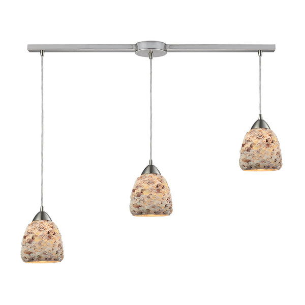 Shells 3 Light Pendant In Satin Nickel