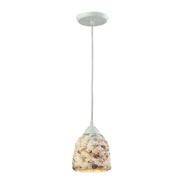Shells 1 Light Pendant In White