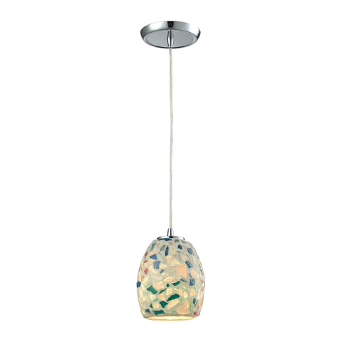 Glass Mosaic 1 Light Pendant In Polished Chrome