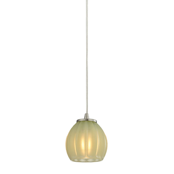 Melony 1 Light Pendant In Satin Nickel And Jade Glass
