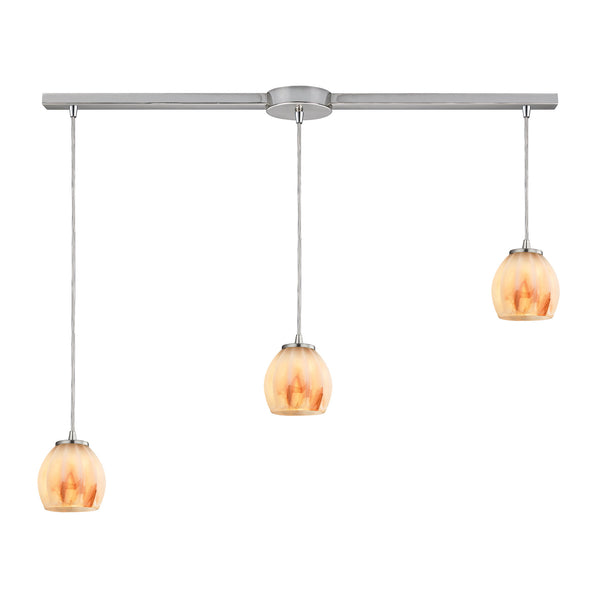 Melony 3 Light Pendant In Satin Nickel And Frosted Glass