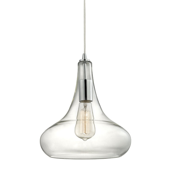 Orbital 1 Light Pendant In Polished Chrome And Clear Glass