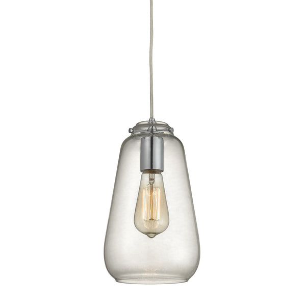 Orbital 1 Light Pendant In Polished Chrome And Clear Glass