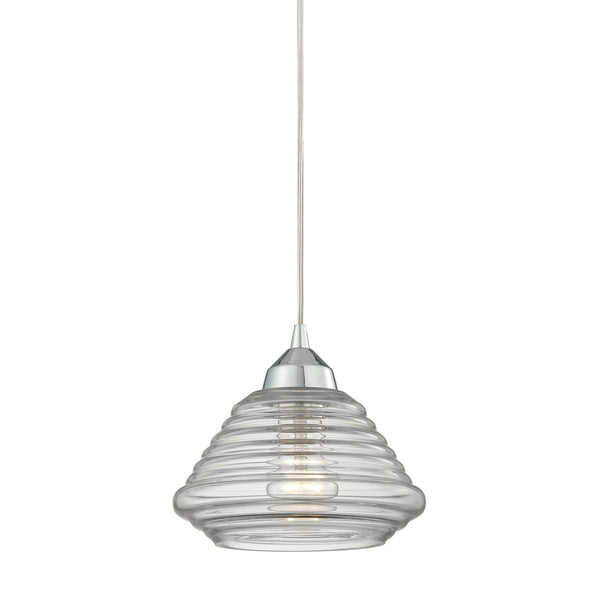 Orbital 1 Light Pendant In Polished Chrome And Clear Glass