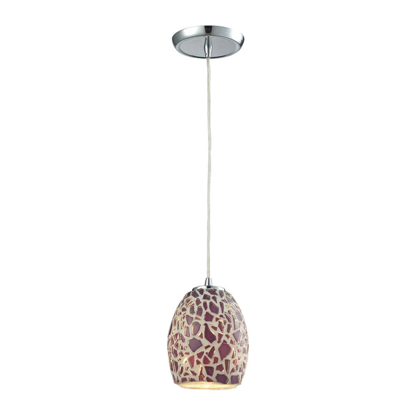 Glass Mosaic 1 Light Pendant In Polished Chrome