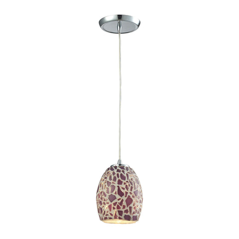 Glass Mosaic 1 Light Pendant In Polished Chrome