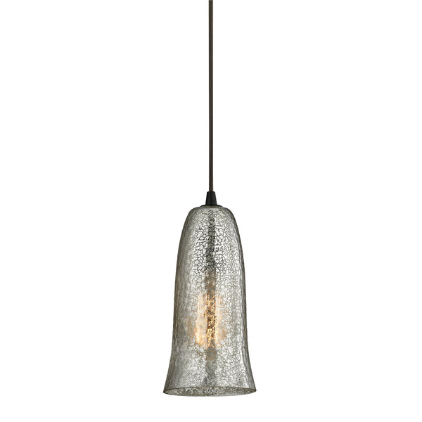 Hammered Glass 1 Light Pendant In Oil Rubbed Bronze