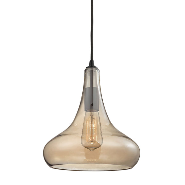 Orbital 1 Light Pendant In Oil Rubbed Bronze And Amber Teak Glass