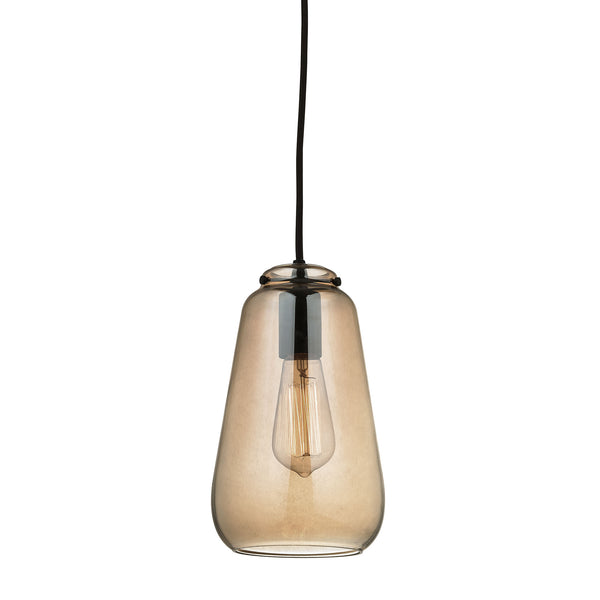 Orbital 1 Light Pendant In Oil Rubbed Bronze And Amber Teak Glass
