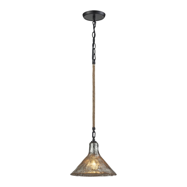 Hand Formed Glass 1 Light Pendant In Oil Rubbed Bronze