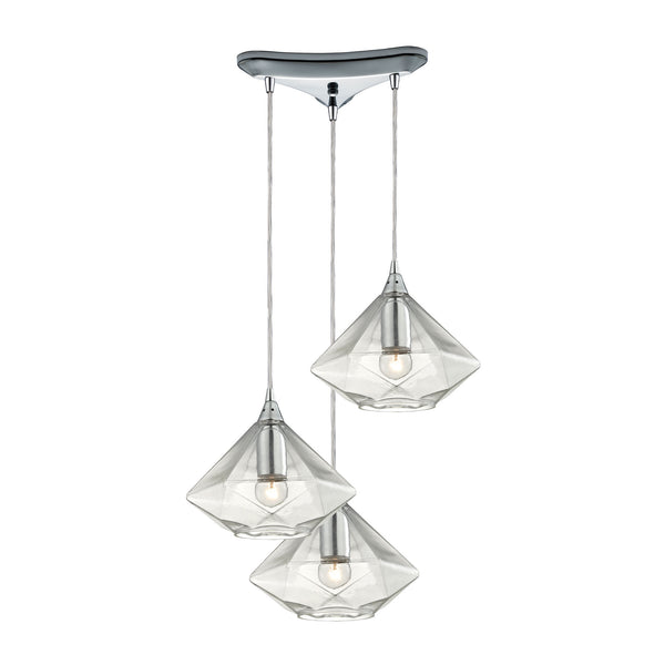 Geometrics 3 Light Pendant In Polished Chrome