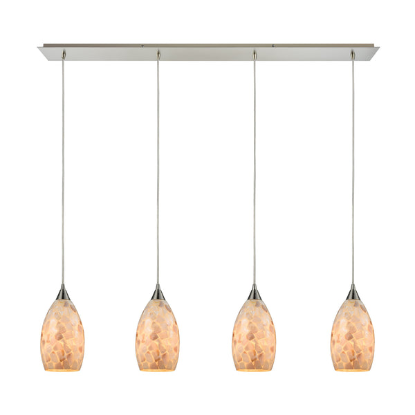 Capri 4 Light Pendant In Satin Nickel And Capiz Shell