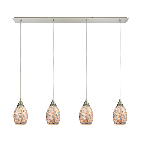 Capri 4 Light Pendant In Satin Nickel And Gray Capiz Shell
