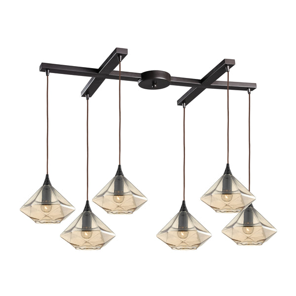Geometrics 6 Light Pendant In Oil Rubbed Bronze