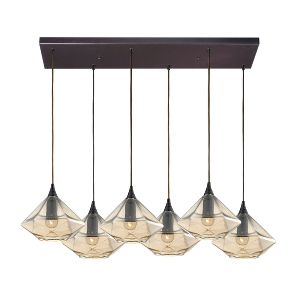 Geometrics 6 Light Pendant In Oil Rubbed Bronze