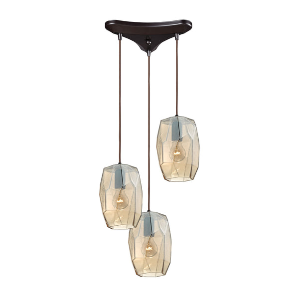 Geometrics 3 Light Pendant In Oil Rubbed Bronze