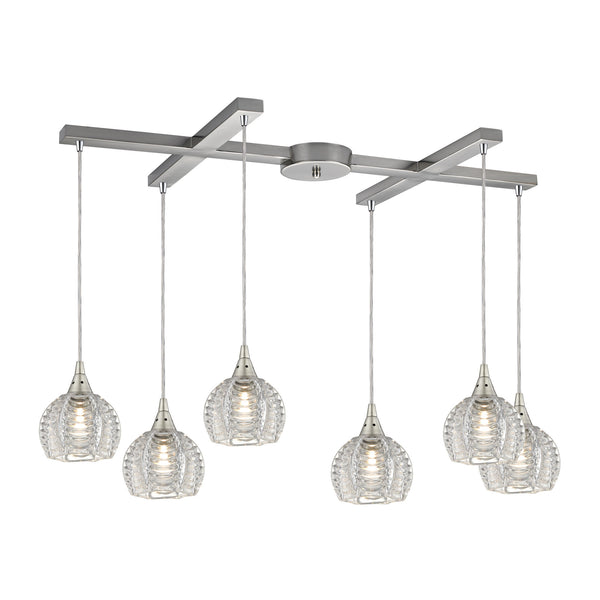 Kersey 6 Light Pendant In Satin Nickel
