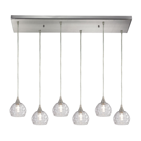 Kersey 6 Light Pendant In Satin Nickel