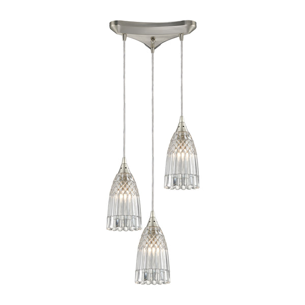 Kersey 3 Light Pendant In Satin Nickel