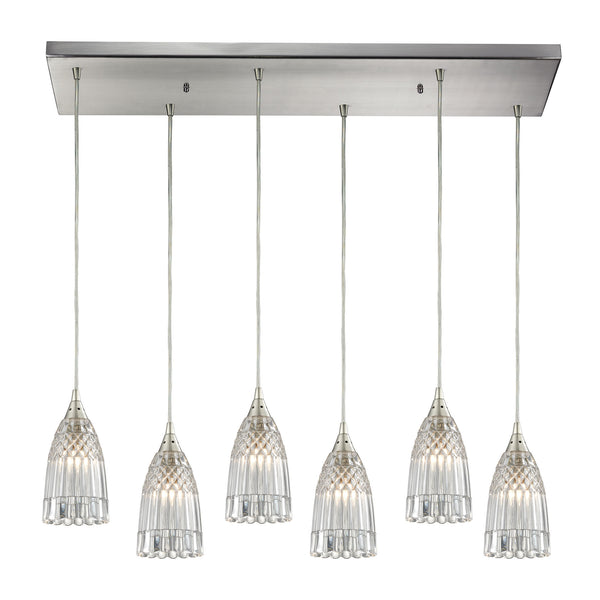 Kersey 6 Light Pendant In Satin Nickel