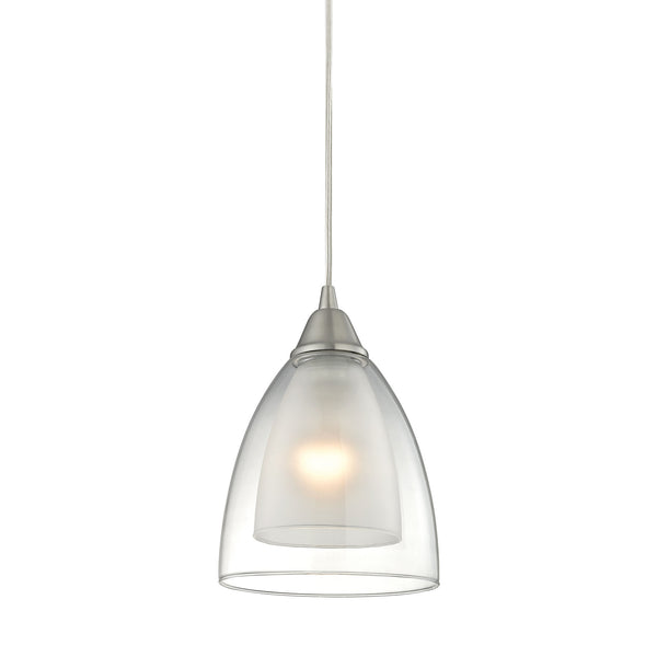 Layers 1 Light Pendant In Satin Nickel And Clear Glass