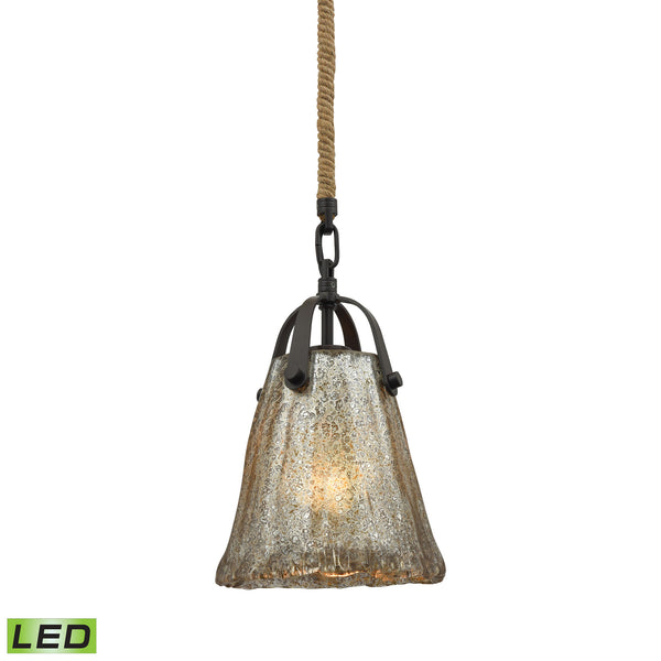 Hand Formed Glass 1 Light LED Pendant In Oil Rubbed Bronze