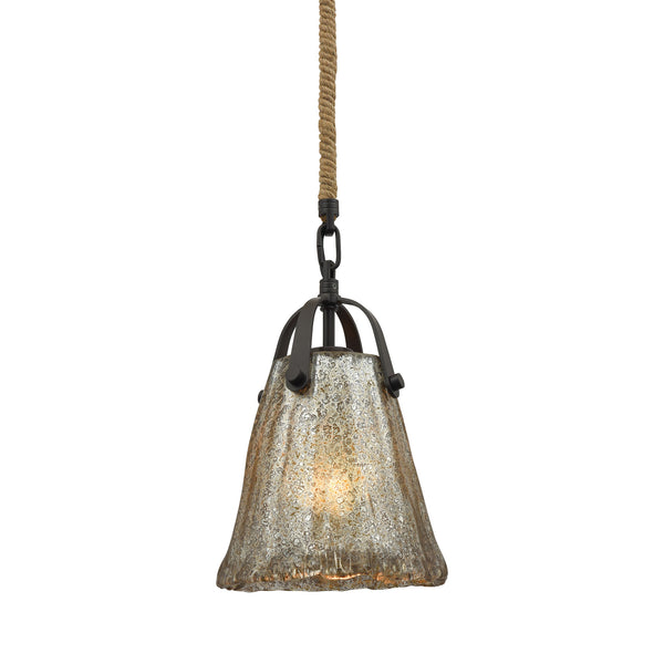 Hand Formed Glass 1 Light Pendant In Oil Rubbed Bronze