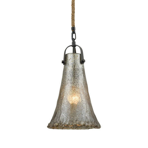 Hand Formed Glass 1 Light Pendant In Oil Rubbed Bronze