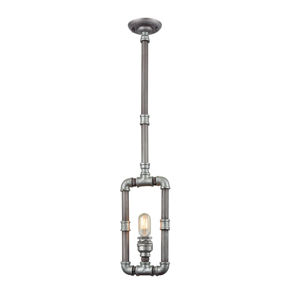 Cast Iron Pipe 1 Light Pendant In Weathered Zinc