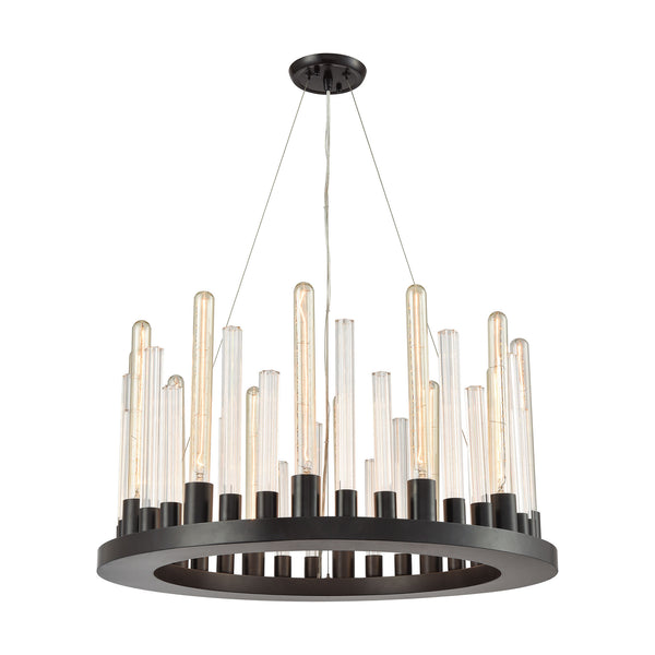 Glass Skyline 12 Light Chandelier In Oil Rubbed Bronze