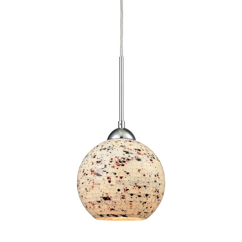 Spatter 1 Light Pendant In Polished Chrome With Spatter Mosaic Glass - Includes Recessed Lighting Kit