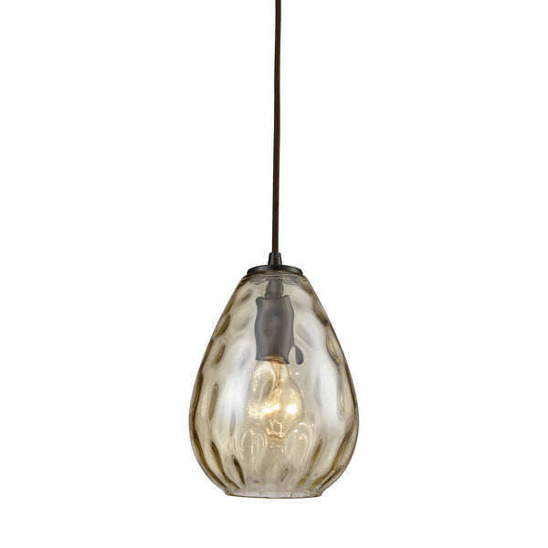 Lagoon 1 Light Pendant In Oil Rubbed Bronze With Champagne Plated Water Glass