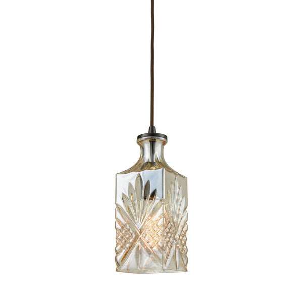 Giovanna 1 Light Pendant In Oil Rubbed Bronze With Champagne Plated Decanter Glass