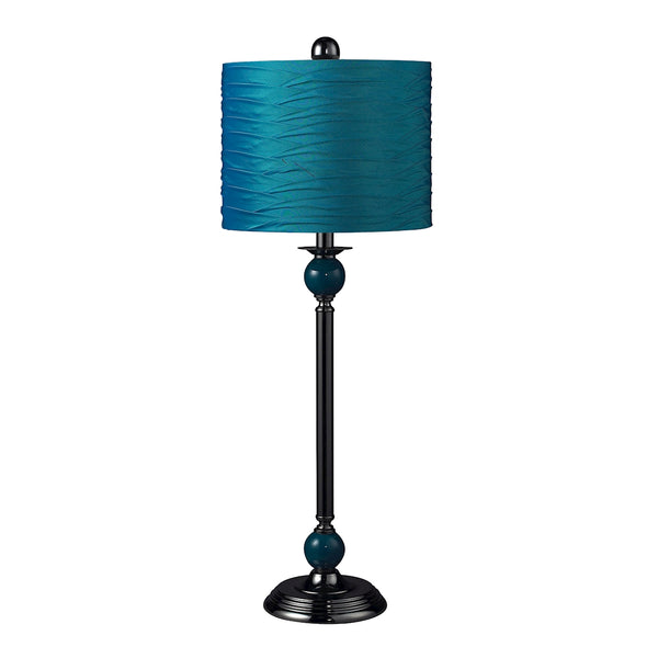 Carrington Metal Buffet Lamp In Turquoise With Pleated Shade