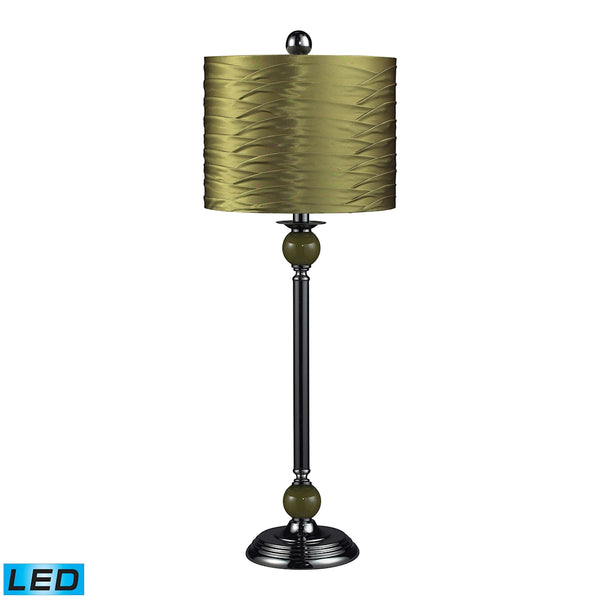 Carrington Green LED Buffet Lamp in Black Nickel With Pleated Shade