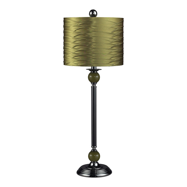Carrington Green Buffet Lamp in Black Nickel With Pleated Shade