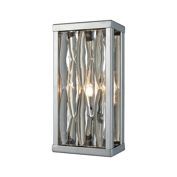 Riverflow 1 Light Vanity In Polished Chrome With Stacked River Stone Glass