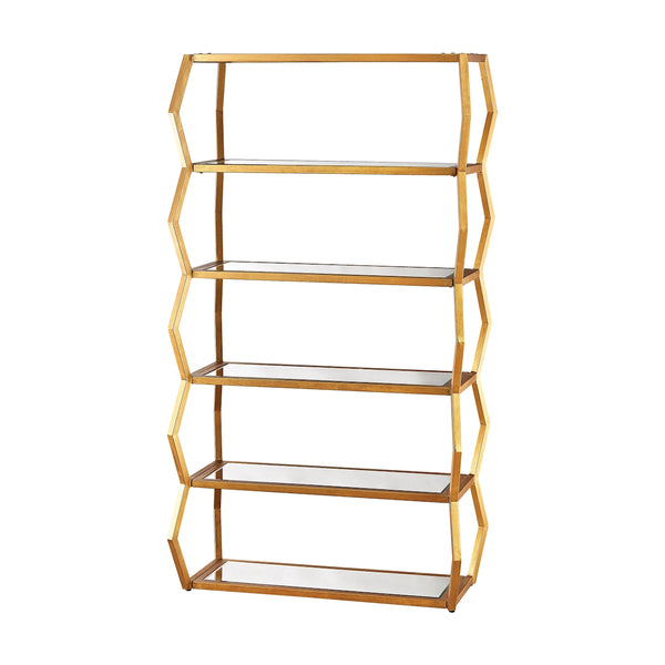 Anjelica Bookshelf In Gold Leaf And Clear Mirror