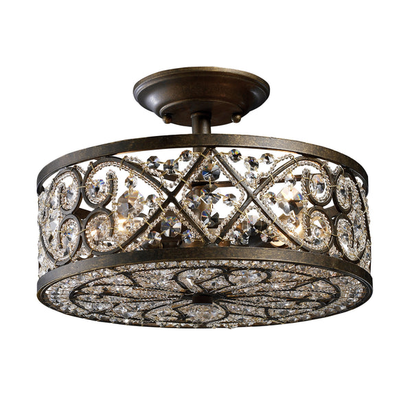 Amherst 4 Light Semi Flush In Antique Bronze