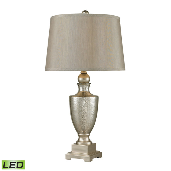 Antique Mercury Glass LED Table Lamps With Silver Accents - Set of 2