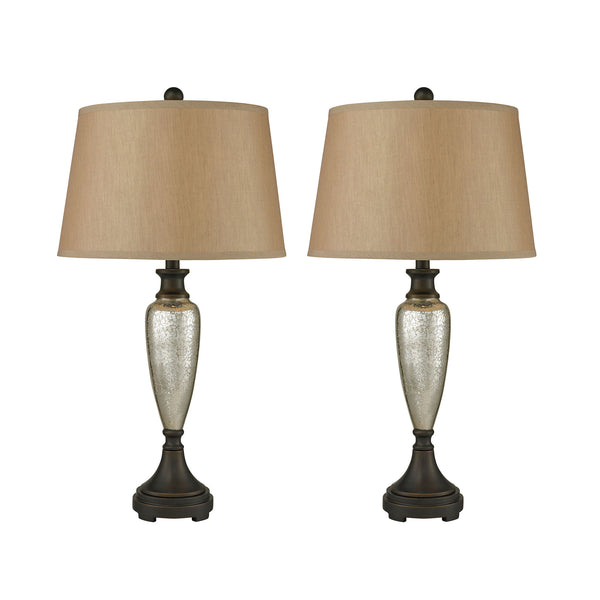 Caldeon Table Lamps In Antique Mercury With Bronze Accents