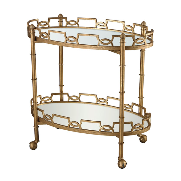 Curvilinear 2-Tier Tray Table In Antique Gold Leaf