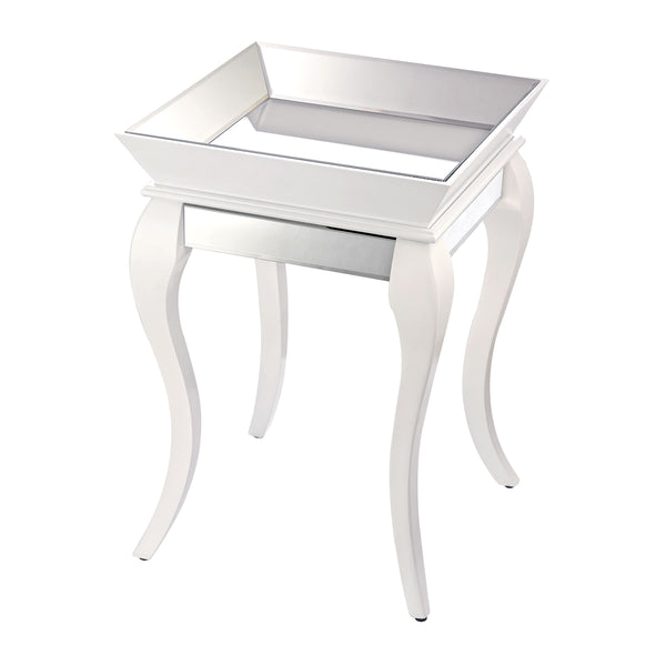 Madison Side Table With Bent Glass In White