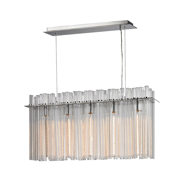 Fringe 5 Light Chandelier In Polished Stainless Steel