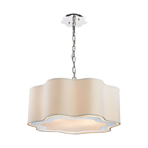 Villoy 6 Light Drum Pendant In Polished Stainless Steel And Nickel