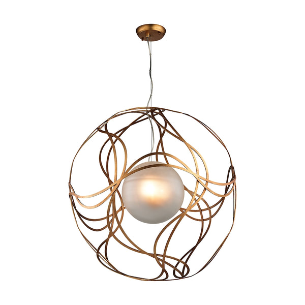 Oriona 3 Light Pendant In Antique Gold Leaf - Large